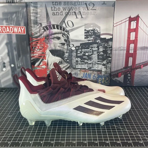 Adidas Adizero 21 Football Cleats Maroon White Men's Size 12 US FY8350 NEW - Picture 9 of 12